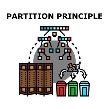 Partition principle illustrating data division and sorting Stockillustratie
