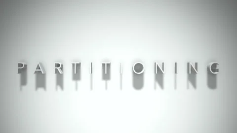 Partitioning 3D title animation white text on a white background Stock Footage 299758746