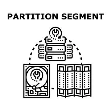 Partitioning data segment on hard drive storage server Illustrazione stock