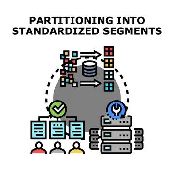 Partitioning data into standardized segments for organized system Stock Illustration