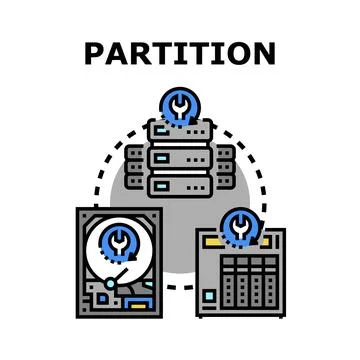 Partitioning hard drive and server storage management concept Stock Illustration