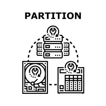 Partitioning hard drive and server storage management concept Stock Illustration