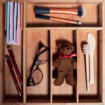 Partitions with different objects - different interests. Stock Photos