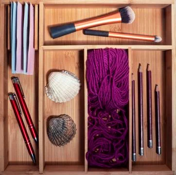 Partitions with different objects - different interests. Stock Photos