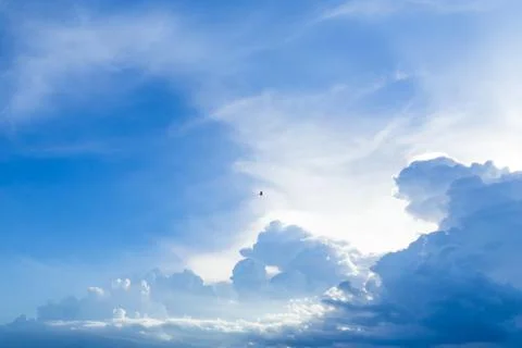 Partly cloudy in the evening sunset. Stock Photos