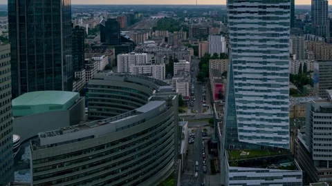 Partly Cloudy Sky Over Warsaw Urban Skyline Timelapse Video stock 279142976