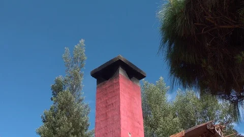 Partly cloudy sky view through tree branches dolly shot -2 Stock Footage 90473128