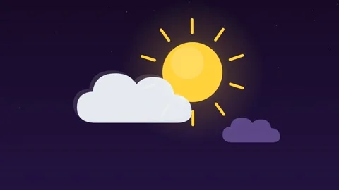 Partly cloudy sun behind cloud grape weather loop Stock Footage 342612563