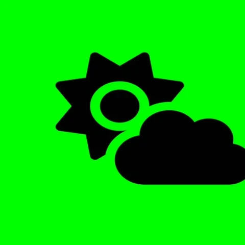 Partly Cloudy Weather Icon Loop on Green Screen Stock Footage 340620706