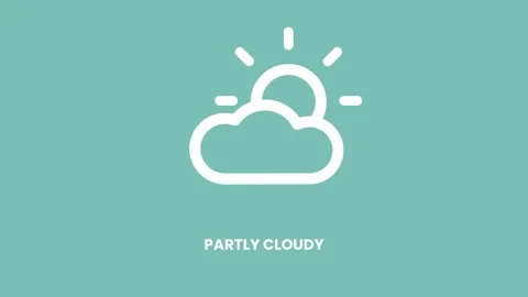 Partly Cloudy Weather Icon On Teal Background Stock Footage 335575152