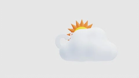 Partly cloudy weather with sun 3d animation Stock Footage 314387779