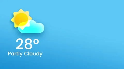 Partly Cloudy Weather Widget Twenty Five Degrees Sun Cloud Soft Blue Sky Stock Footage 334471626