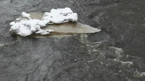 Partly frozen river at winter Stock Footage 10577503
