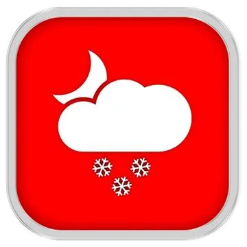Partly to mainly cloudy with small amount of snow at night sign Illustrazione stock