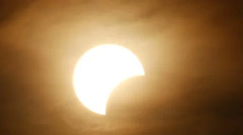 Partly solar eclipse when sun rise Stock Footage 61949009