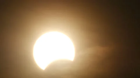 Partly solar eclipse when sun rise Stock Footage 61949034