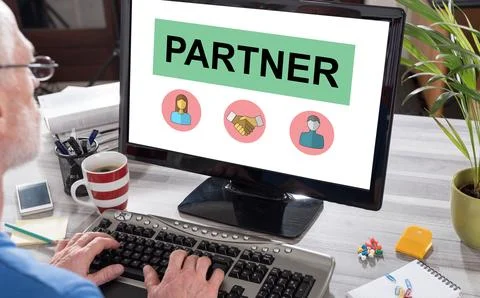 Partner concept on a computer Stock Photos