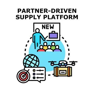 Partner driven supply platform logistics technology concept Stock Illustration