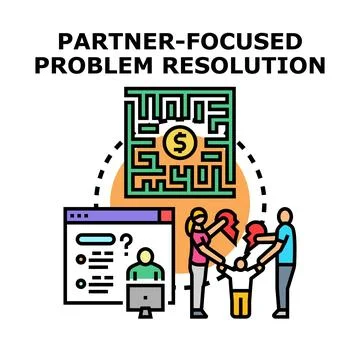 Partner focused problem resolution finding financial solutions Stock Illustration