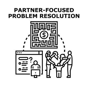 Partner focused problem resolution finding financial solutions Stock Illustration