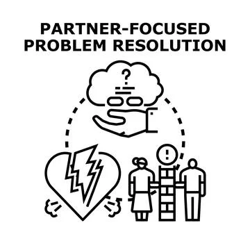 Partner focused problem resolution solving relationship problems Stock Illustration