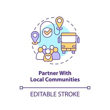 Partner with local communities concept icon Stock Illustration