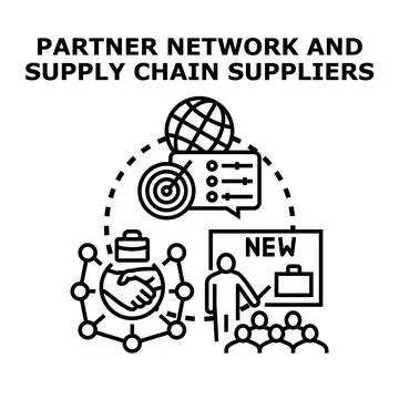 Partner network and supply chain suppliers management concept Illustrazione stock