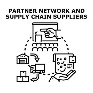 Partner network and supply chain suppliers management system Illustrazione stock