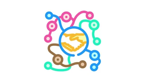 Partner network color icon animation Stock Footage 327256973