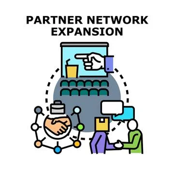 Partner network expansion development collaborating business relations Stock Illustration