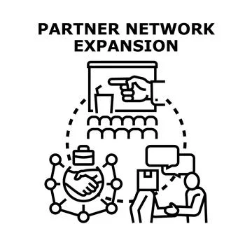 Partner network expansion development collaborating business relations 스톡 일러스트