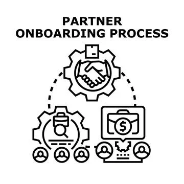 Partner onboarding process collaboration and integration icon concept Stock Illustration