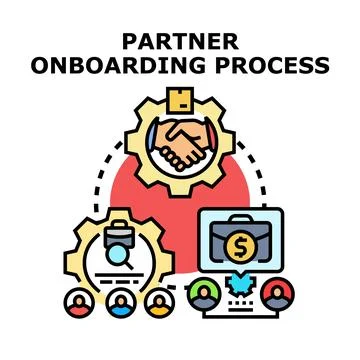 Partner onboarding process collaboration and integration icon concept Stock Illustration