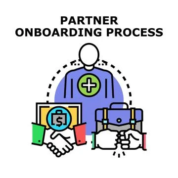 Partner onboarding process with handshake and business agreement 스톡 일러스트