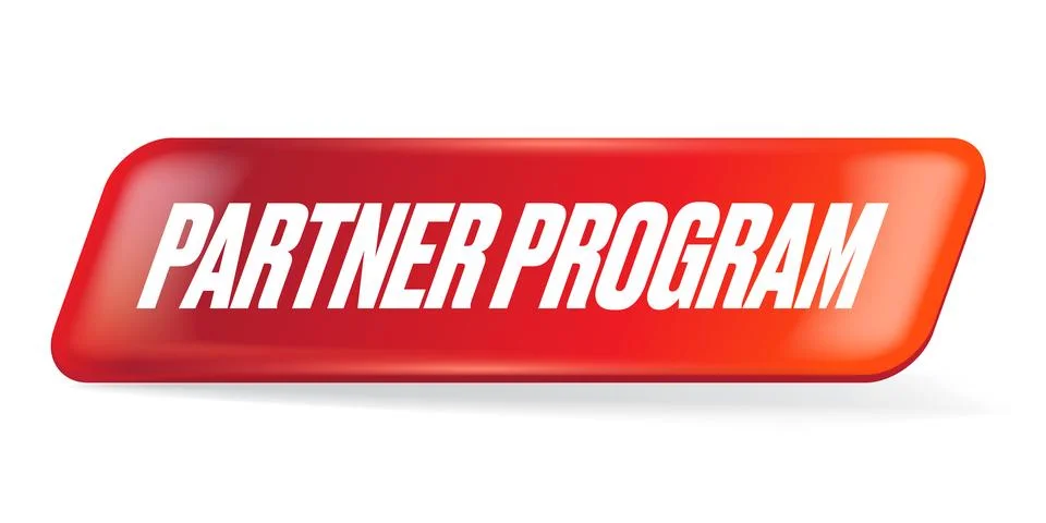 Partner program red button isolated on white background. Partner program banner 스톡 일러스트