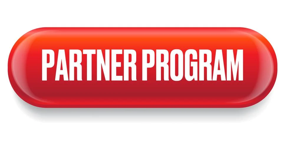 Partner program red button isolated on white background. Partner program banner 스톡 일러스트