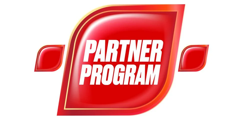 Partner program red button isolated on white background. Partner program banner Stockillustratie