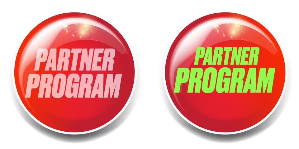Partner program red button isolated on white background. Partner program banner イラスト素材
