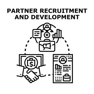 Partner recruitment and development concept creating new business opportuniti Stock Illustration