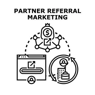 Partner referral marketing program concept benefiting businesses Stock Illustration