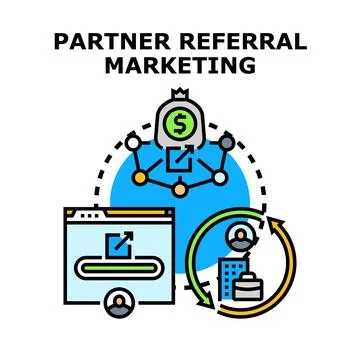 Partner referral marketing program concept benefiting businesses Stock Illustration