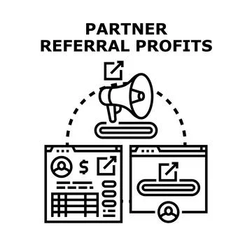 Partner referral profits program income generating process Stock Illustration