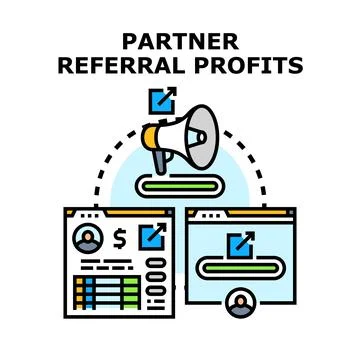 Partner referral profits program income generating process Stock Illustration