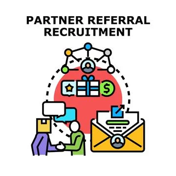 Partner referral recruitment program joining process 스톡 일러스트