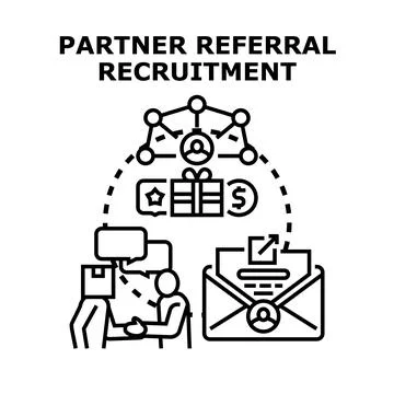 Partner referral recruitment program joining process 库存插图