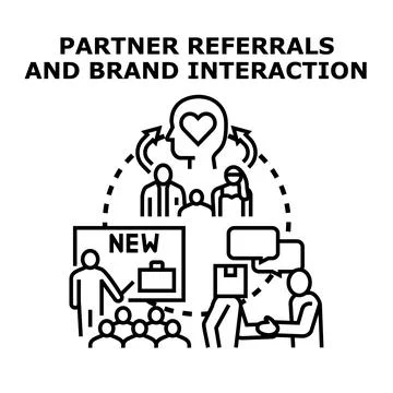 Partner referrals and brand interaction concept Stock Illustration