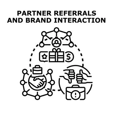 Partner referrals driving brand interaction and business growth 스톡 일러스트