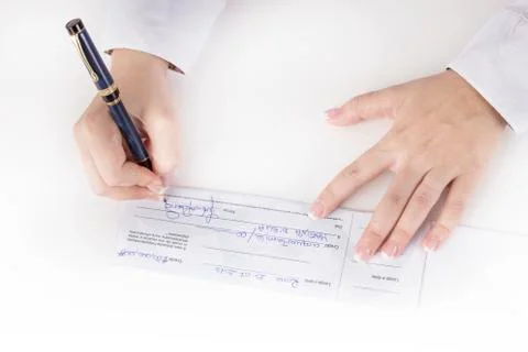 Partner signed a check Stock Photos