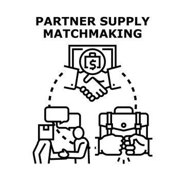 Partner supply matchmaking concept creating business collaboration Stock Illustration