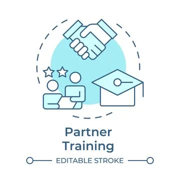 Partner training soft blue concept icon Stock Illustration